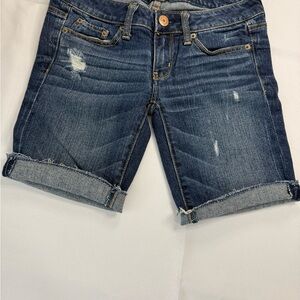 American Eagle Outfitters Blue Jean Shorts Distressed Cuffed